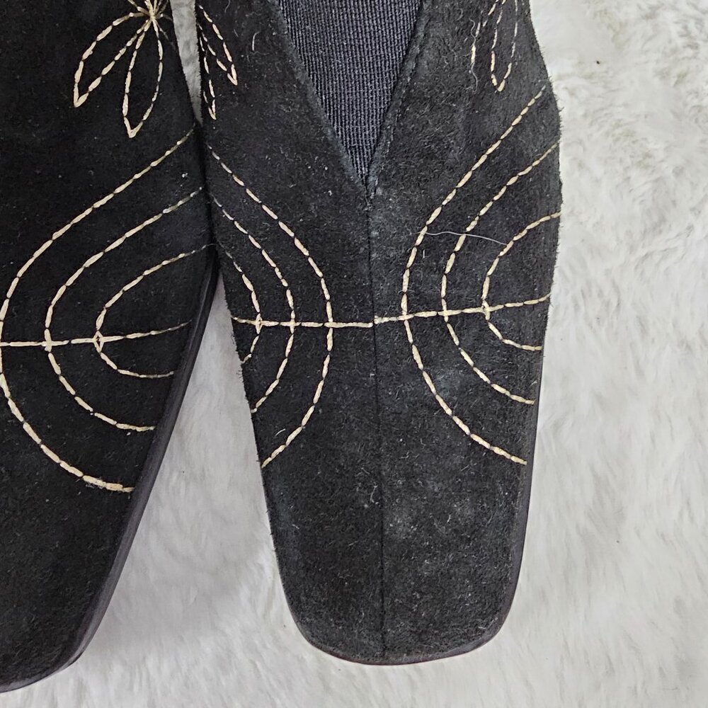 Matisse Pumps Black Suede Embroidered Goth Grunge Boho 10M - Picture 5 of 16